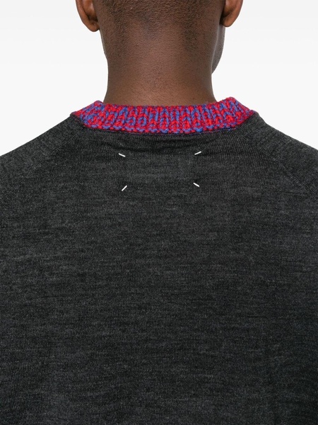 contrasting-collar wool jumper