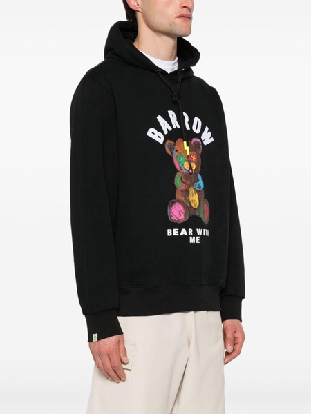 flocked-logo bear-print hoodie