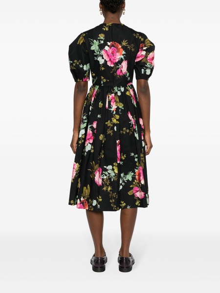 Floral cotton faille midi dress