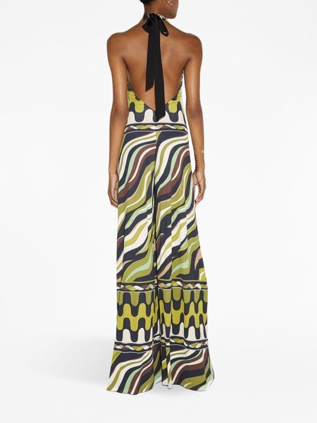 Fiamme-print halterneck jumpsuit