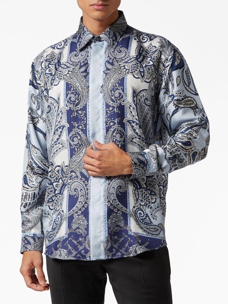 paisley-print silk shirt