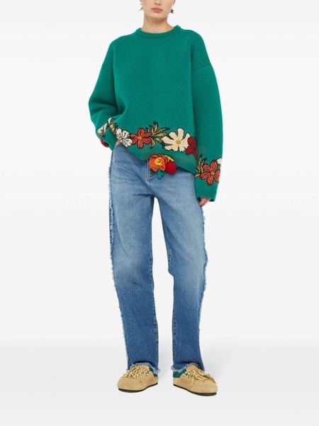 floral intarsia-knit cashmere  jumper