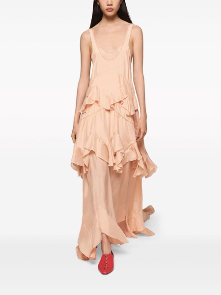 ruffled silk gown