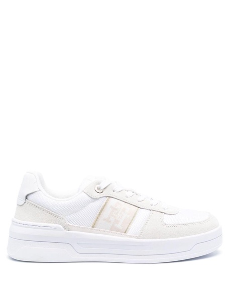 panelled leather sneakers