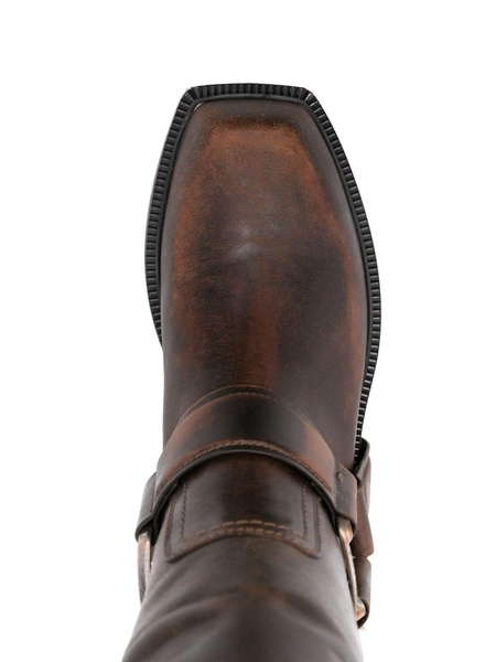 Saddle calf-length boots