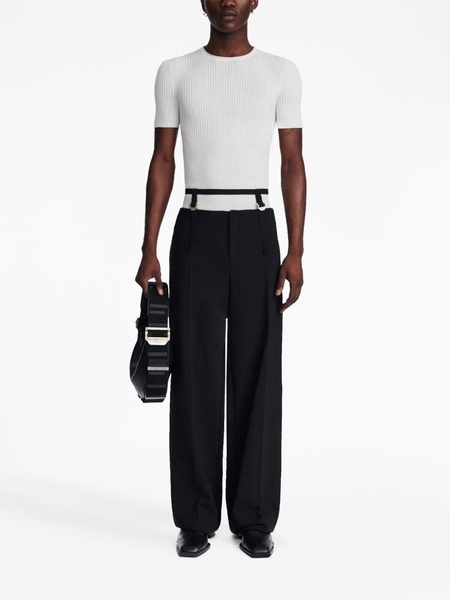 buckled-waist cut-out trousers