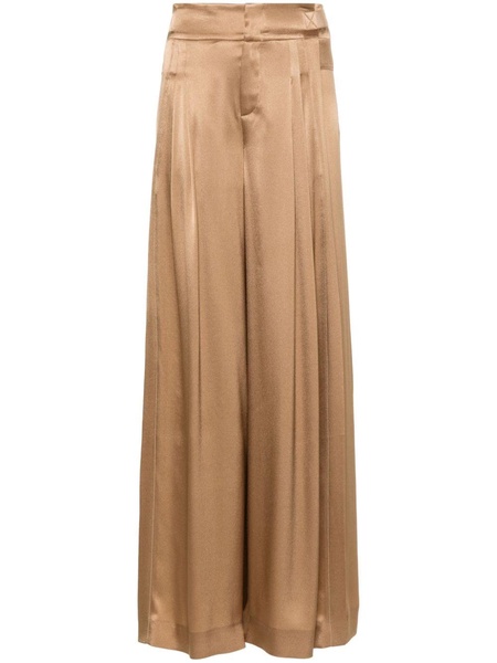 pleat-detail satin palazzo pants