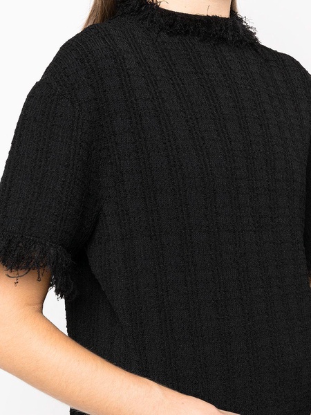 frayed-edge short-sleeve jumper