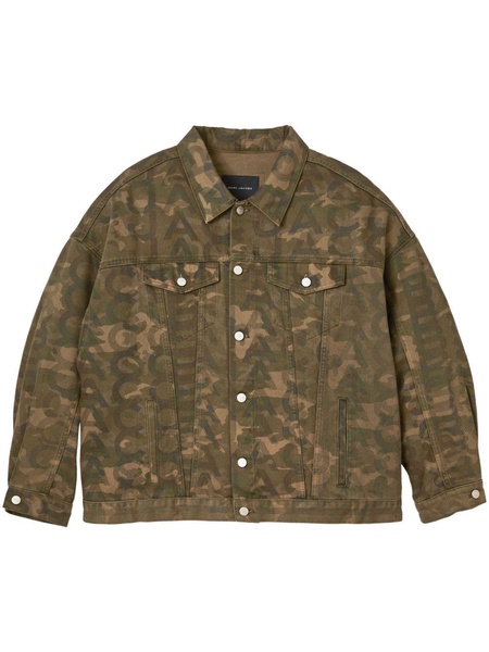 camouflage-print denim trucker jacket