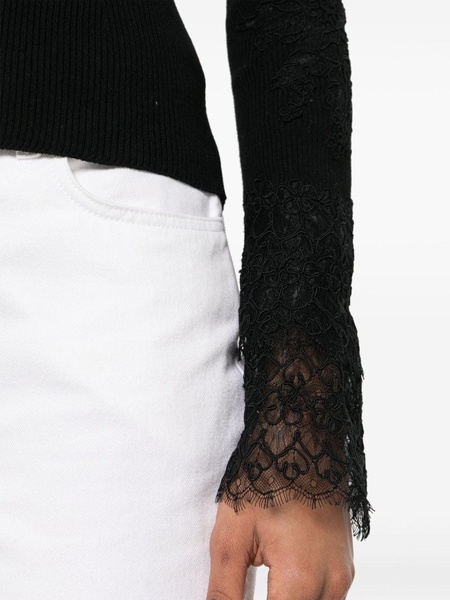 lace-detail knitted cardigan