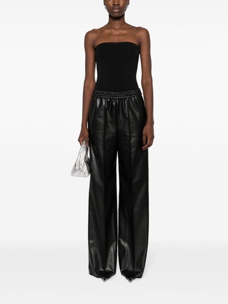 elasticated faux-leather trousers