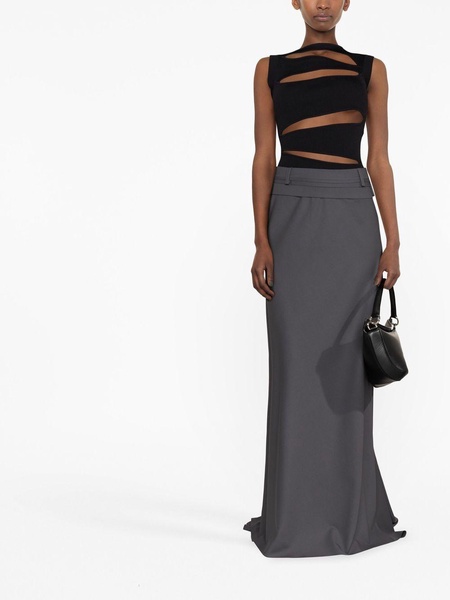 high-waisted tailored skirt