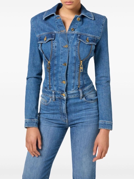 zip-detailing denim jumpsuit