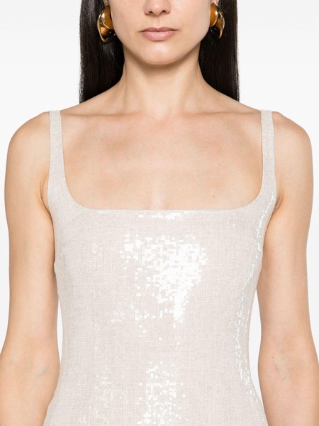 Neutral Sior Sequin-Embellished Mini Dress