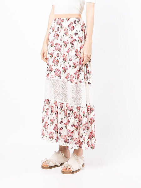 maxi floral-lace skirt