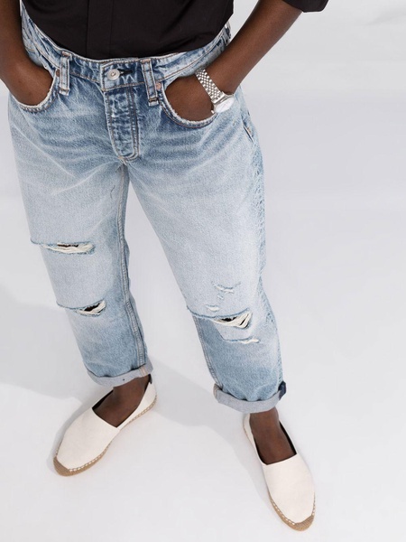 cropped-leg distressed jeans