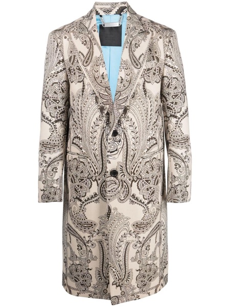 paisley-print single-breasted coat