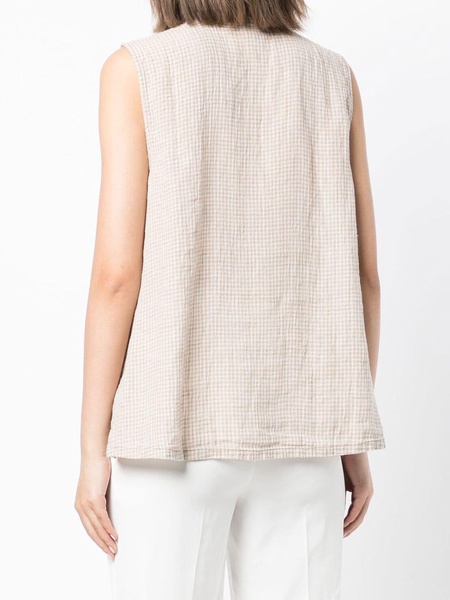 sleeveless button-up shirt 