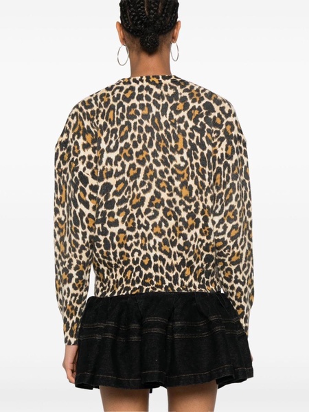 leopard-print V-neck cardigan