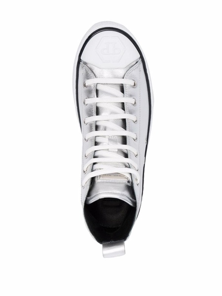 metallic-finish high-top sneakers