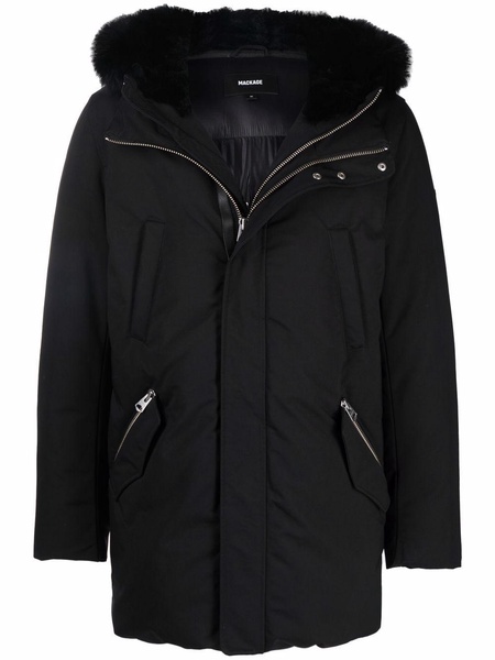 Edward logo-print faux fur-trim padded jacket