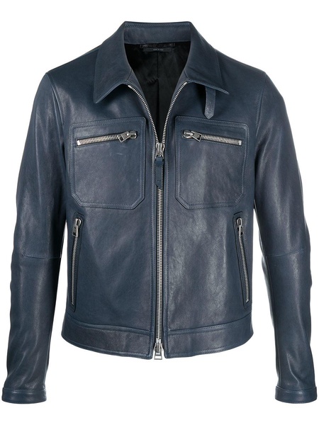 zip-pocket leather jacket