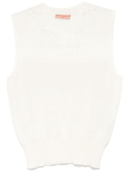 corded lace-panel vest