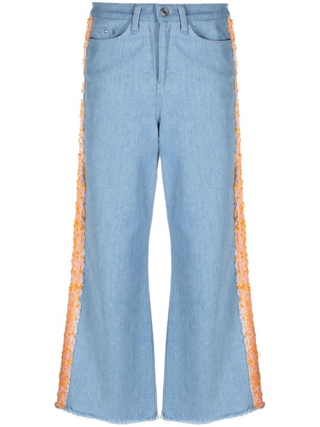 looped-detail wide-leg jeans