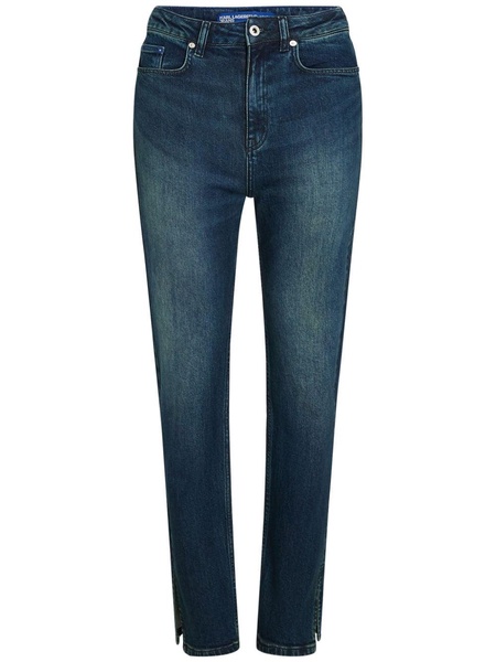 high-rise split-hem jeans