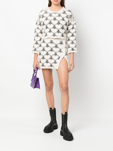 jacquard-knit heart cropped jumper