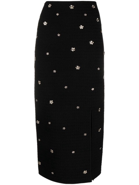 floral-appliqué pencil skirt