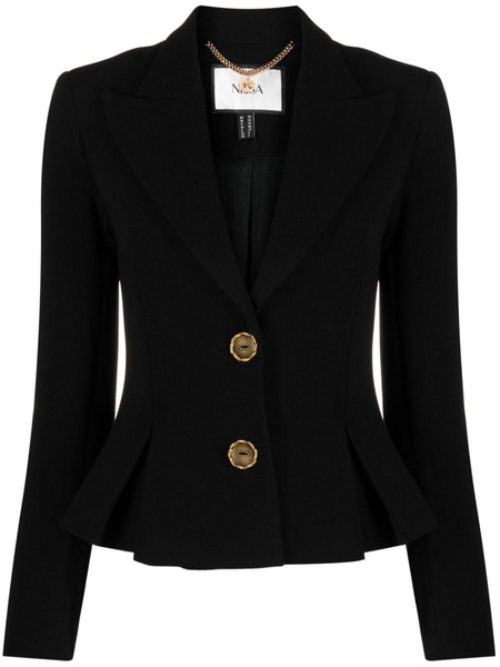 pleated single-breasted blazer