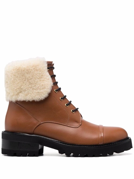 shearling-trim ankle boots