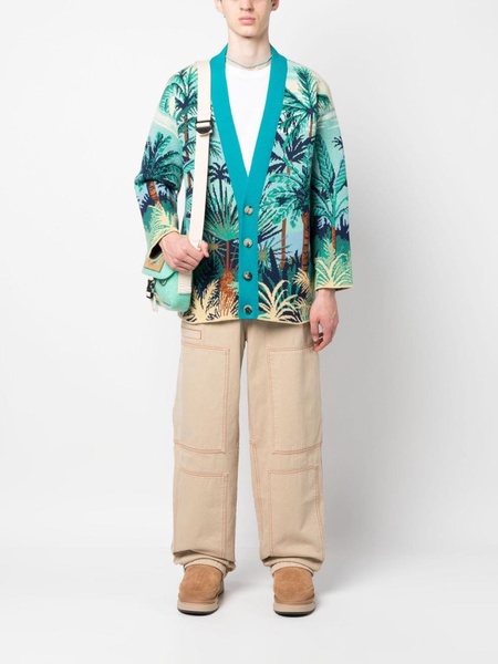 palm tree-print cashmere cardigan