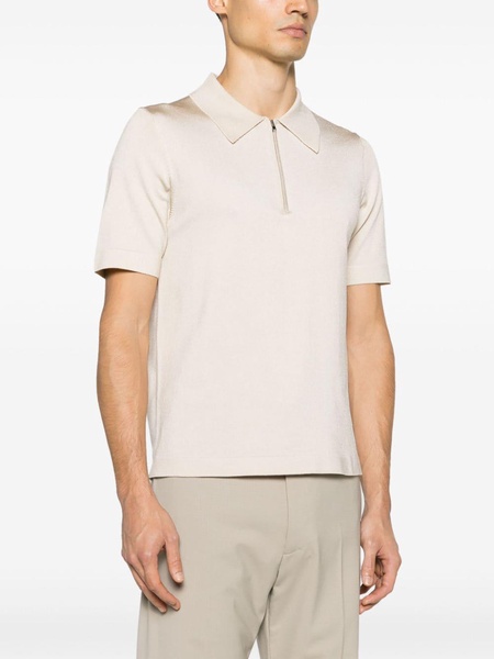 short-zip piqué-weave polo shirt