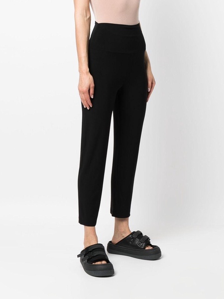 high-waisted slim-fit trousers