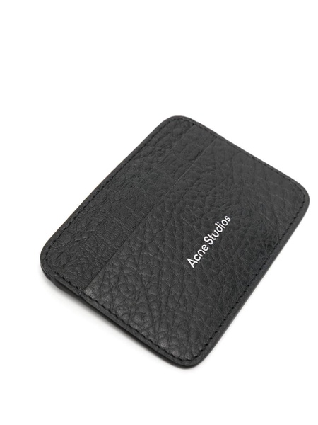 logo-print leather cardholder