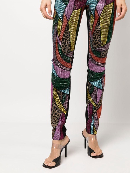 Rainbow patchwork denim jeggings