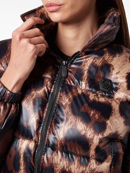 leopard-print quilted down jacket