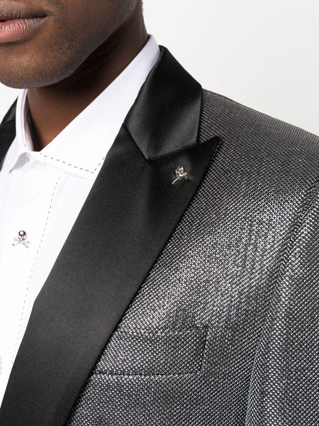 metallic-finish single-breasted blazer