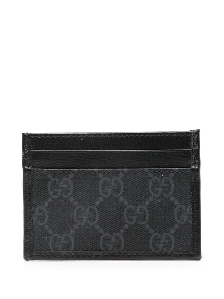 Black Interlocking G Canvas Card Holder