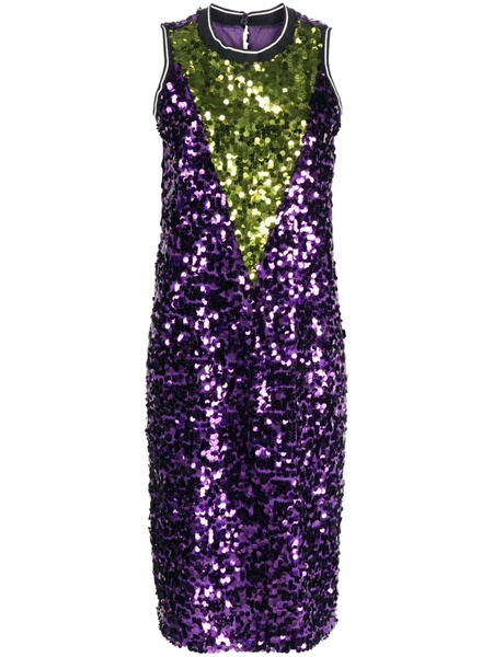 colour-block sequin midi dress