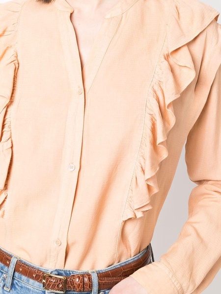 ruffled-detail V-neck blouse