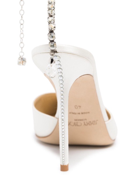 Saeda 100mm crystal-anklet pumps