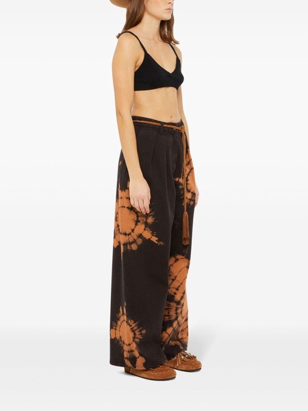 abstract-pattern wide leg jeans