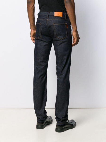 slim-cut raw jeans