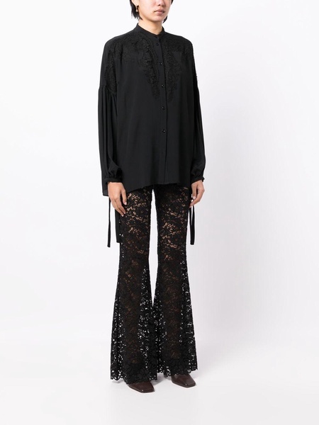 lace-panel long-sleeve blouse