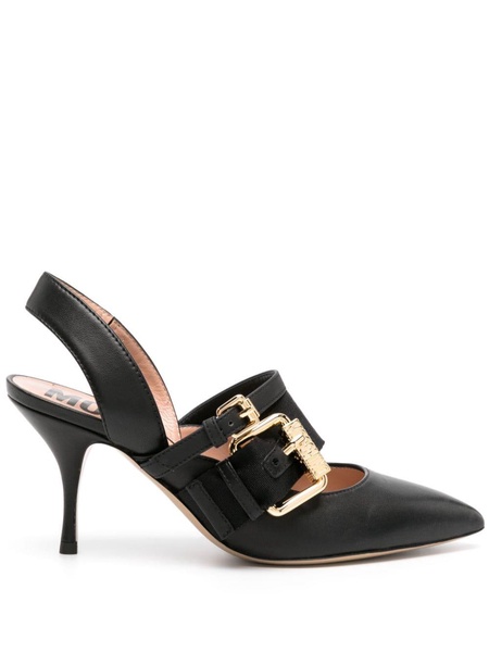 buckle-straps pointed-toe pumps