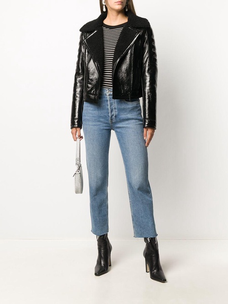 shearling-trimmed moto jacket