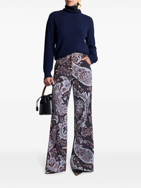 Paisley high-rise flared jeans